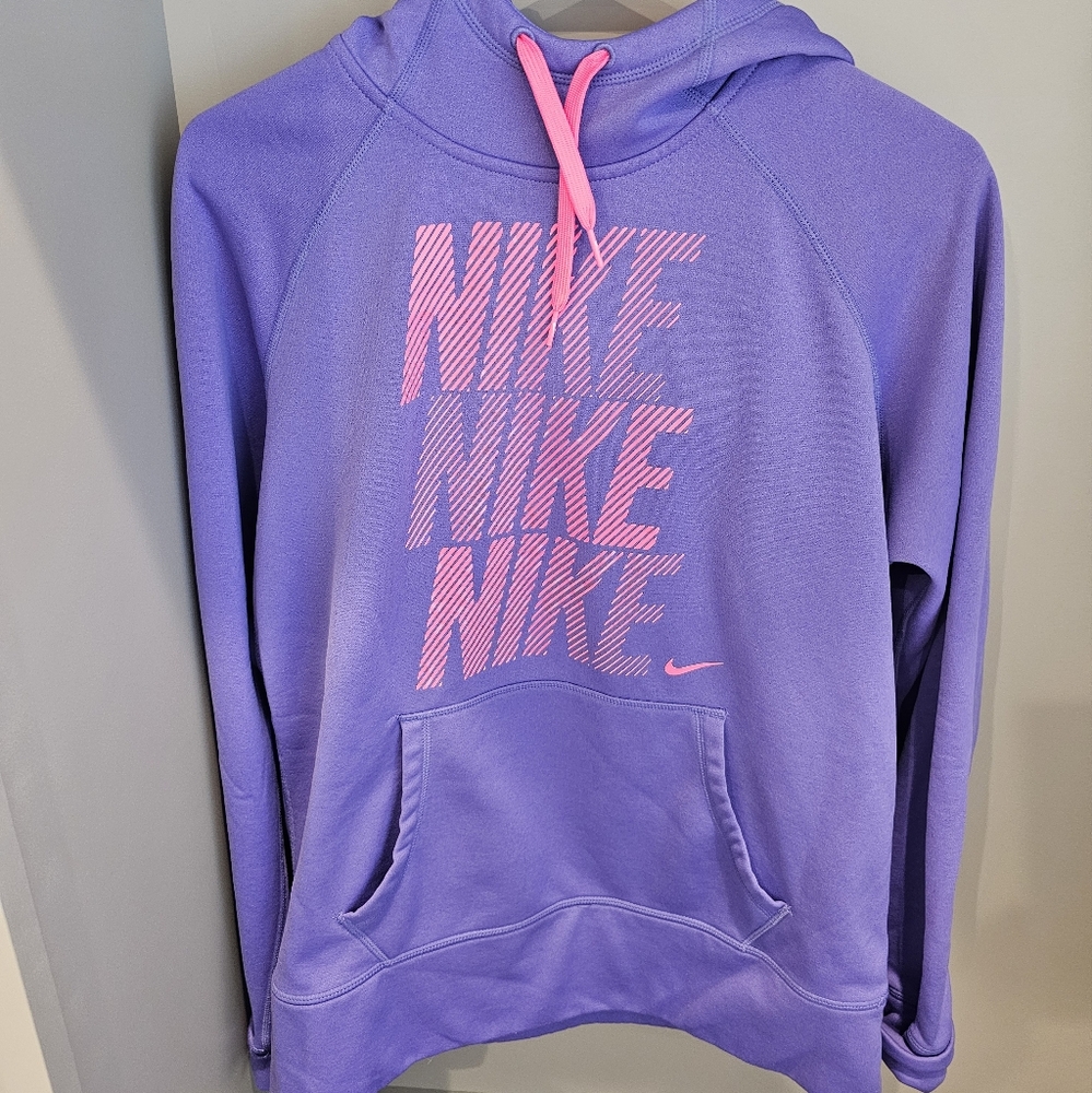 Nike women's large purple and pink therma fit hoodie